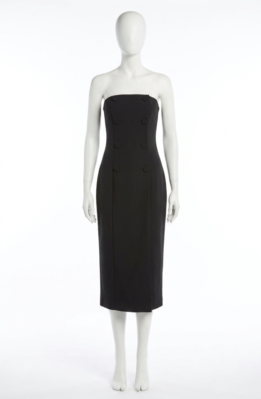 NEW ASTR strapless double breasted button dress in black